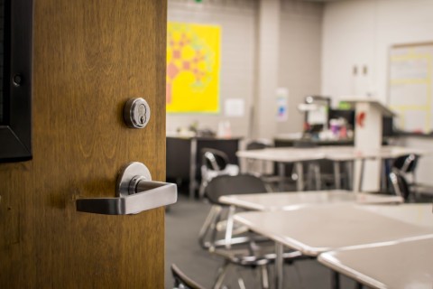 Door opening to classroom